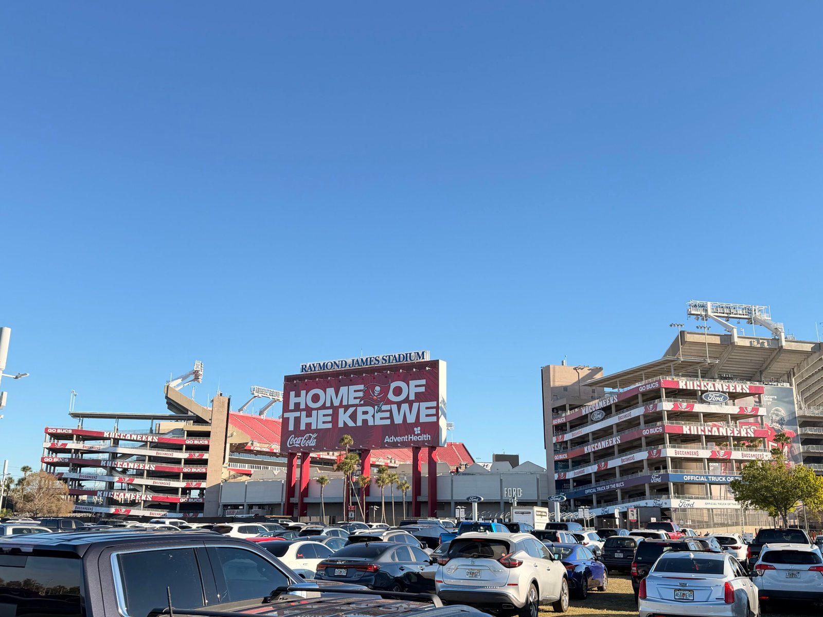 View of Raymond James Stadium from the Steinbrenner Field parking area