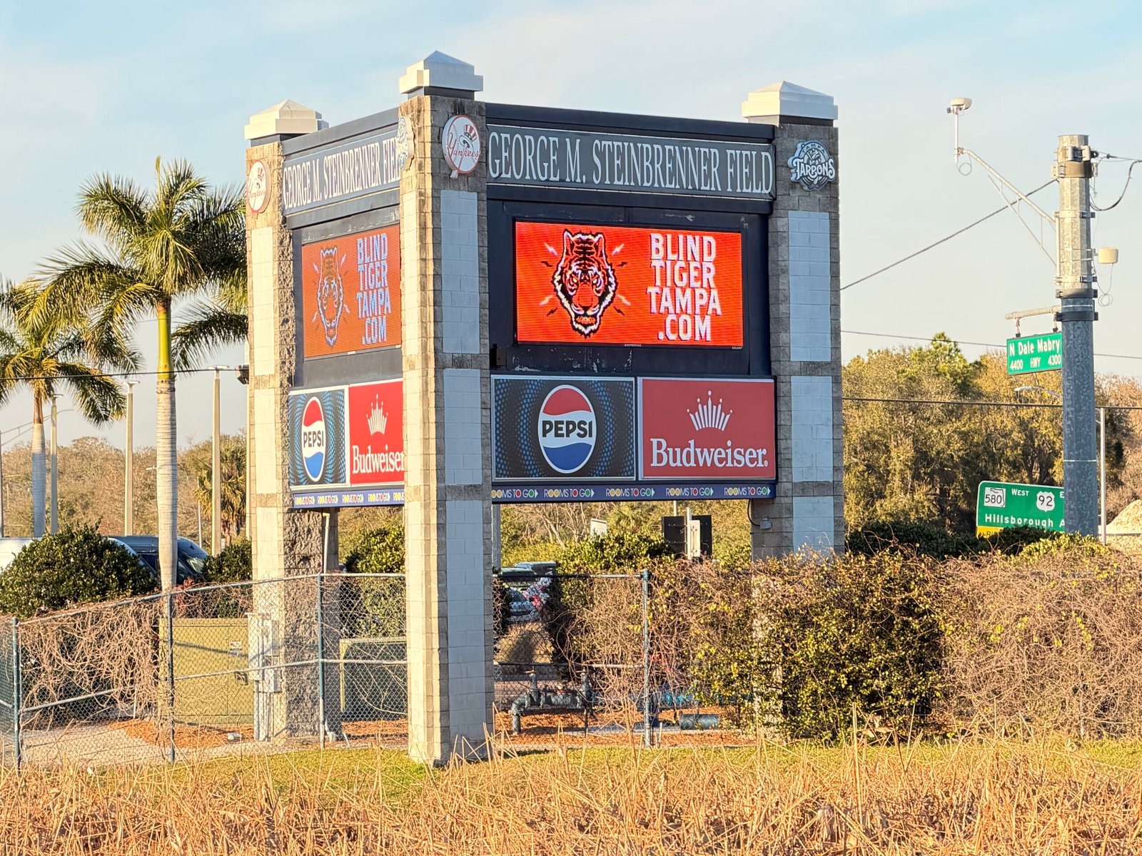 Steinbrenner Field roadside marquee sign on Dale Mabry Highway